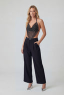 Glam Metallic Mesh Halter Top