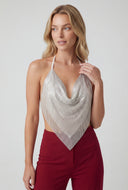 Glam Metallic Mesh Halter Top