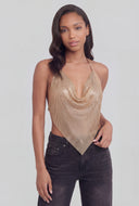 Glam Metallic Mesh Halter Top