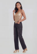 Glam Metallic Mesh Halter Top