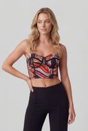 Printed Mesh Sweetheart Crop Bustier Top