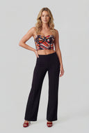Printed Mesh Sweetheart Crop Bustier Top