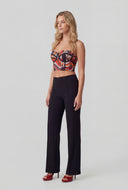 Printed Mesh Sweetheart Crop Bustier Top