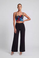 Printed Mesh Sweetheart Crop Bustier Top