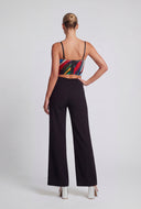 Printed Mesh Sweetheart Crop Bustier Top