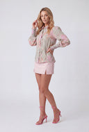 Floral Crochet Trim Puff Sleeve Shirt