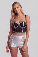 Sofia Glam Embellished Crop Bustier Top