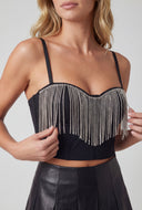 Rhinestone Fringe Cropped Bustier