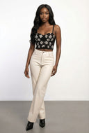 Floral Beaded Cropped Bustier Top