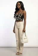 Floral Beaded Cropped Bustier Top