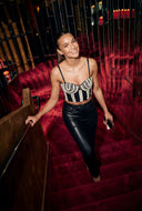 Whitley Glam Faux Pearl Crop Bustier Top