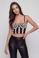 Whitley Glam Faux Pearl Crop Bustier Top