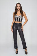Whitley Glam Faux Pearl Crop Bustier Top