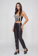 Whitley Glam Faux Pearl Crop Bustier Top