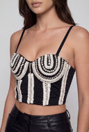 Whitley Glam Faux Pearl Crop Bustier Top