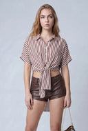 Striped Tie Front Shirt