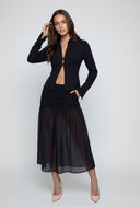 Lace-Up Back Bell Sleeve Blouse