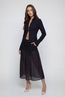 Lace-Up Back Bell Sleeve Blouse