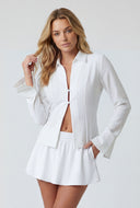 Lace-Up Back Bell Sleeve Blouse
