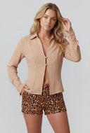 Lace-Up Back Bell Sleeve Blouse