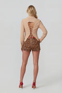 Lace-Up Back Bell Sleeve Blouse