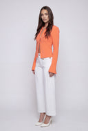 Lace-Up Back Bell Sleeve Blouse