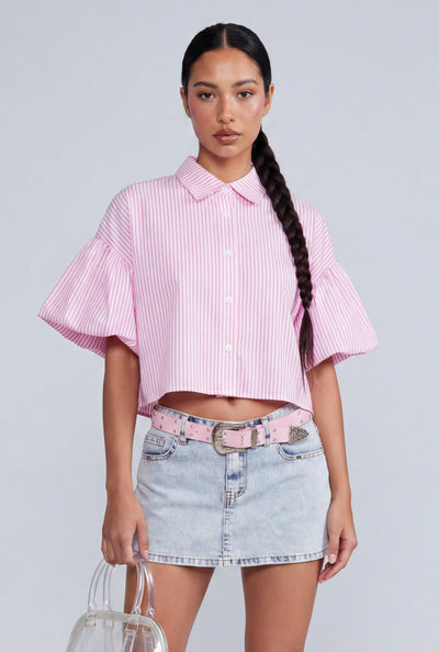 Lakelyn Bubble Sleeve Striped Shirt