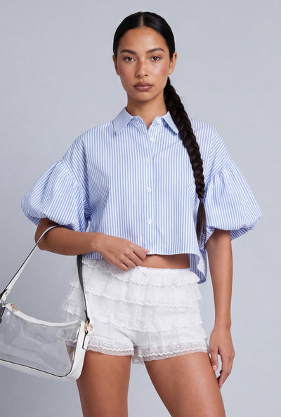 Lakelyn Bubble Sleeve Striped Shirt