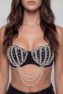 Laurel Layered Faux Pearl Crop Bustier Top
