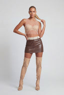 Faux Pearl Glam Sleeveless Mesh Crop Top