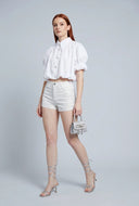Louisa Bubble Hem Crop Shirt