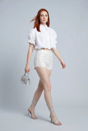 Louisa Bubble Hem Crop Shirt