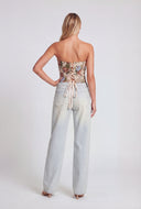 Floral Lace-Up Tapestry Corset