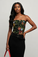Floral Jacquard Strapless Corset Top
