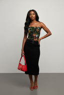 Floral Jacquard Strapless Corset Top