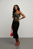 Floral Jacquard Strapless Corset Top