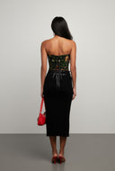 Floral Jacquard Strapless Corset Top