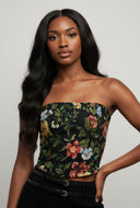 Floral Jacquard Strapless Corset Top