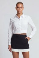 Long Sleeve Crop Button Front Shirt