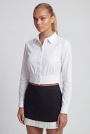 Long Sleeve Crop Button Front Shirt
