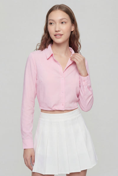 Twist Hem Crop Shirt