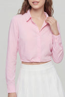 Twist Hem Crop Shirt