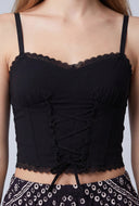 Lace Trim Bustier Crop Top