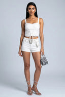 Lace Trim Bustier Crop Top