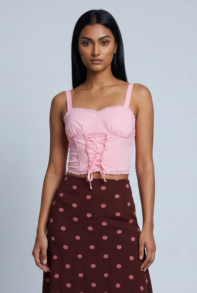 Lace Trim Bustier Crop Top