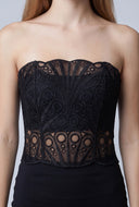 Patterned Mesh Crop Corset Top