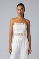 Patterned Mesh Crop Corset Top