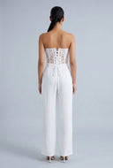 Patterned Mesh Crop Corset Top