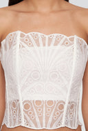 Patterned Mesh Crop Corset Top