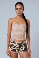 Patterned Mesh Crop Corset Top